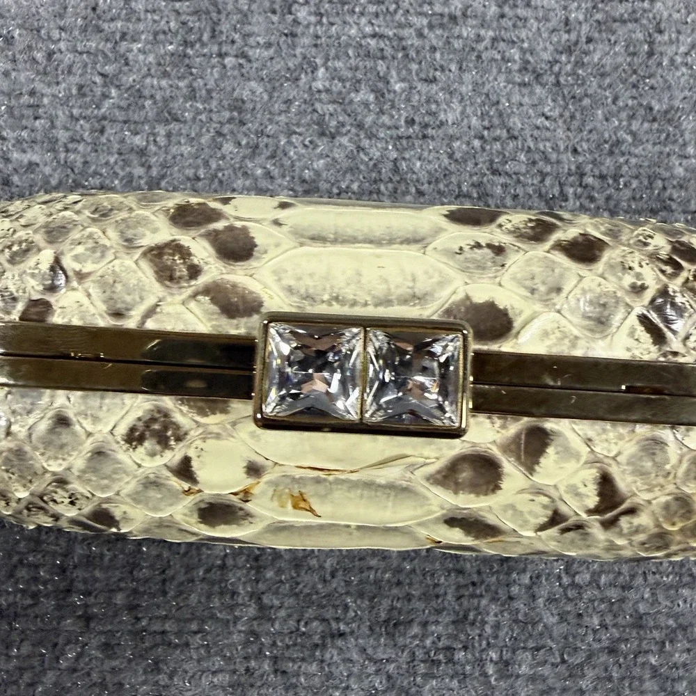 Cape Cobra Genuine Python Clasp Bag Metal Chain Strap Small Read